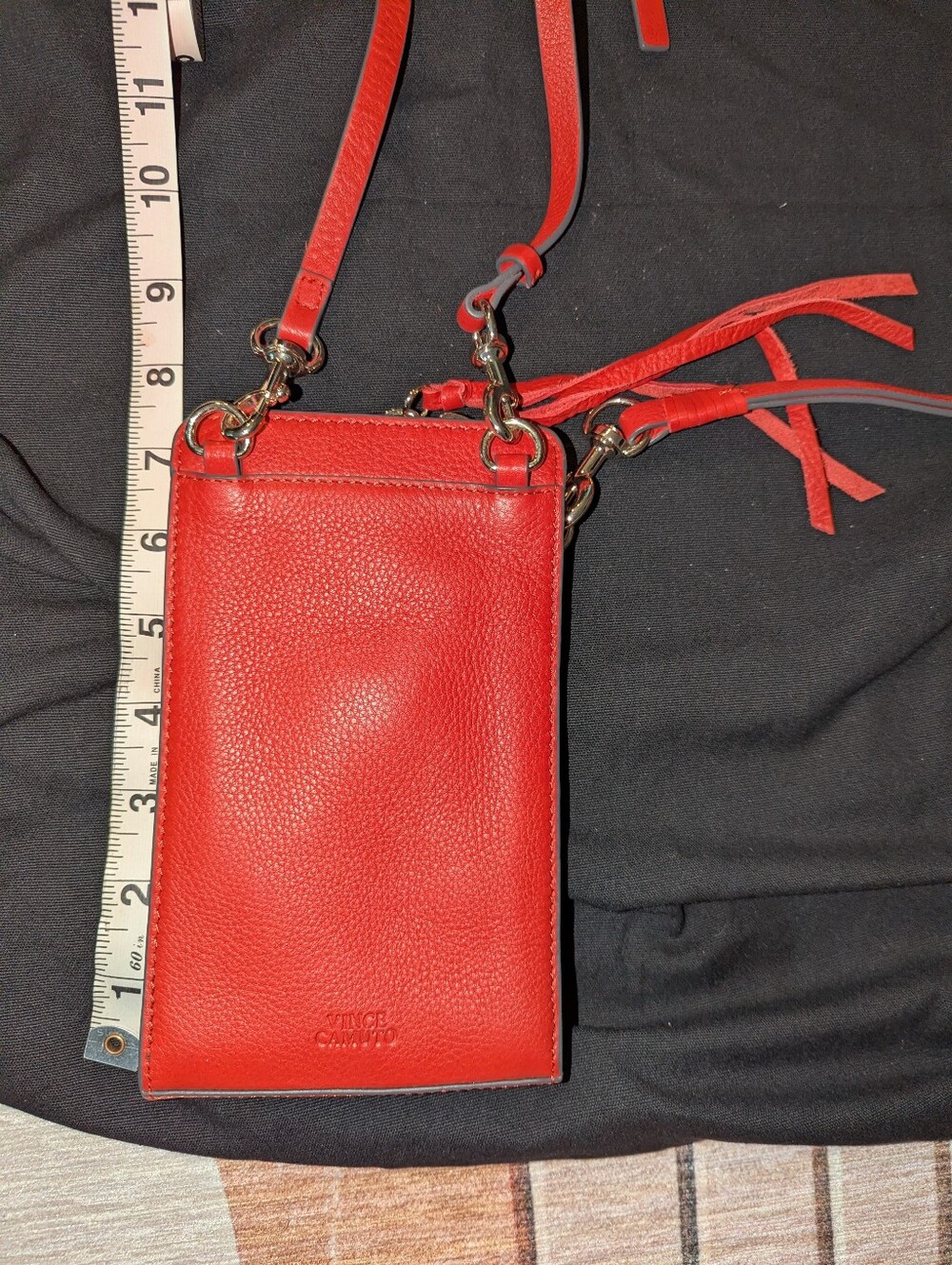 Vince Camuto Red Leather Crossbody With Tassels, New No Tags